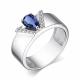 Серебряное кольцо АЛЬКОР 01-4061/0ГТС-00 с фианитом и гидротермальным сапфиром