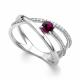 Серебряное кольцо АЛЬКОР 01-4288/00РД-00 с фианитом и родолитом