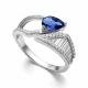 Серебряное кольцо АЛЬКОР 01-4291/0ГТС-00 с фианитом и гидротермальным сапфиром