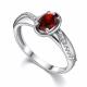 Серебряное кольцо АЛЬКОР 01-4359/00ГР-00 с фианитом и гранатом