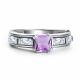 Серебряное кольцо АЛЬКОР 01-4464/00АМ-00 с фианитом и аметистом