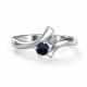 Серебряное кольцо АЛЬКОР 01-4698/БГТС-00 с бриллиантом и гидротермальным сапфиром