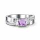 Серебряное кольцо АЛЬКОР 01-4850/00АМ-00 с фианитом и аметистом