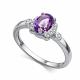 Серебряное кольцо АЛЬКОР 01-4852/00АМ-00 с фианитом и аметистом