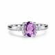 Серебряное кольцо АЛЬКОР 01-4852/00АМ-00 с фианитом и аметистом