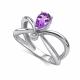 Серебряное кольцо АЛЬКОР 01-5026/БРАМ-00 с аметистом и бриллиантом