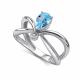Серебряное кольцо АЛЬКОР 01-5026/БРТБ-00 с топазом и бриллиантом
