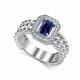 Серебряное кольцо АЛЬКОР 01-5029/0ГТС-00 с фианитом и гидротермальным сапфиром