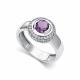 Серебряное кольцо АЛЬКОР 01-5157/00АМ-00 с фианитом и аметистом