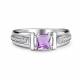 Серебряное кольцо АЛЬКОР 01-5158/00АМ-00 с фианитом и аметистом