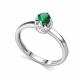 Серебряное кольцо АЛЬКОР 01-5185/000И-00 с фианитом и изумрудом