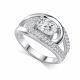 Серебряное кольцо АЛЬКОР 01-5386/00ГХ-00 с фианитом и горным хрусталём