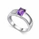 Серебряное кольцо АЛЬКОР 01-5387/00АМ-00 с фианитом и аметистом