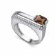 Серебряное кольцо АЛЬКОР 01-5459/00РТ-00 с фианитом и раухтопазом