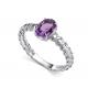 Серебряное кольцо АЛЬКОР 01-5516/00АМ-00 с аметистом