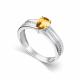 Серебряное кольцо АЛЬКОР 01-5681/00ЦТ-00 с фианитом и цитрином