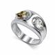 Серебряное кольцо АЛЬКОР 01-5772/ГХСТ-00 с горным хрусталём и султанитом