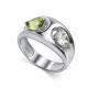 Серебряное кольцо АЛЬКОР 01-5772/ГХХР-00 с хризолитом и горным хрусталём