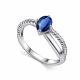 Серебряное кольцо АЛЬКОР 01-5785/0ГТС-00 с гидротермальным сапфиром