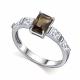 Серебряное кольцо АЛЬКОР 01-6023/00РТ-00 с фианитом и раухтопазом