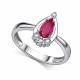Серебряное кольцо АЛЬКОР 01-6110/000Р-00 с фианитом и рубином