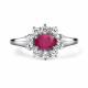 Серебряное кольцо АЛЬКОР 01-6116/000Р-00 с фианитом и рубином
