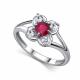 Серебряное кольцо АЛЬКОР 01-6117/000Р-00 с фианитом и рубином