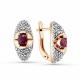 Золотые серьги ERA Jewellery 02-02495-01-011-01-02 с бриллиантом и рубином