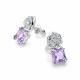 Серебряные серьги АЛЬКОР 02-0470/00АМ-00 с фианитом и аметистом