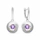 Серебряные серьги АЛЬКОР 02-0771/00АМ-00 с фианитом и аметистом
