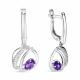 Серебряные серьги АЛЬКОР 02-0773/00АМ-00 с фианитом и аметистом