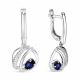 Серебряные серьги АЛЬКОР 02-0773/0ГТС-00 с фианитом и гидротермальным сапфиром