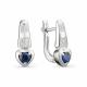 Серебряные серьги АЛЬКОР 02-1082/0ГТС-00 с фианитом и гидротермальным сапфиром