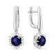Серебряные серьги АЛЬКОР 02-1162/0ГТС-00 с фианитом и гидротермальным сапфиром