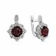 Серебряные серьги АЛЬКОР 02-1345/00ГР-00 с фианитом и гранатом