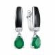 Серебряные серьги АЛЬКОР 02-1460/0М35-00 с фианитом, агатом и эмалью