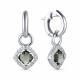 Серебряные серьги АЛЬКОР 02-1652/0ЧБК-00 с фианитом и чёрным бриллиантом
