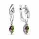 Серебряные серьги АЛЬКОР 02-1679/0ТРН-00 с фианитом и турмалином