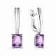 Серебряные серьги АЛЬКОР 02-1680/00АМ-00 с аметистом