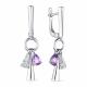 Серебряные серьги АЛЬКОР 02-1738/00АМ-00 с фианитом и аметистом