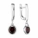 Серебряные серьги АЛЬКОР 02-1836/00ГР-00 с гранатом и цирконием