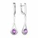 Серебряные серьги АЛЬКОР 02-1853/00АМ-00 с фианитом и аметистом