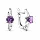 Серебряные серьги АЛЬКОР 02-1911/БРАМ-00 с аметистом и бриллиантом