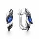 Серебряные серьги АЛЬКОР 02-2440/0ГТС-17 с гидротермальным сапфиром и шпинелью
