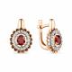 Серьги из золочёного серебра АЛЬКОР 02-3028/00ГР-60 с фианитом и гранатом