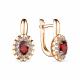 Серьги из золочёного серебра АЛЬКОР 02-3029/00ГР-60 с фианитом и гранатом