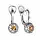 Серебряные серьги АЛЬКОР 02-3149/00ЦТ-00 с цитрином
