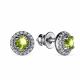 Серебряные серьги АЛЬКОР 02-3190/00ХР-00 с фианитом и хризолитом