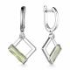 Серебряные серьги АЛЬКОР 02-3234/00ПК-00 с фианитом и празиолитом