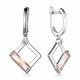 Серебряные серьги АЛЬКОР 02-3234/0ТМК-00 с фианитом и ювелирным кристаллом